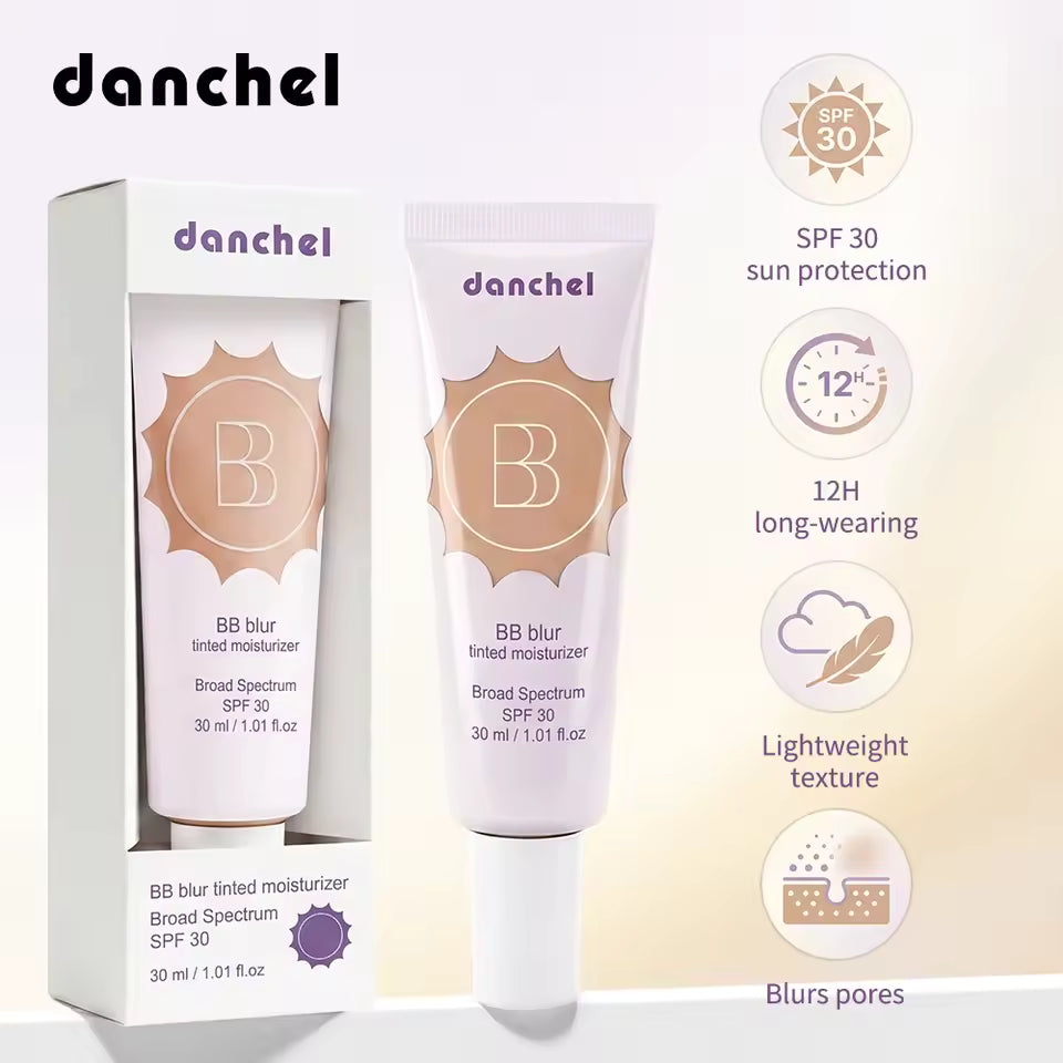  BB Blur Tinted Moisturizer 12h Natural Matte Finish Medium Coverage SPF30 Sun Protection Evens Skin Texture Blurring Cream