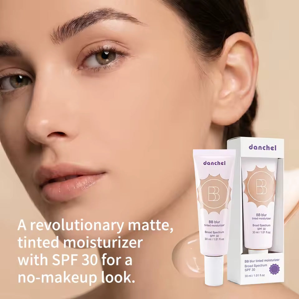  BB Blur Tinted Moisturizer 12h Natural Matte Finish Medium Coverage SPF30 Sun Protection Evens Skin Texture Blurring Cream