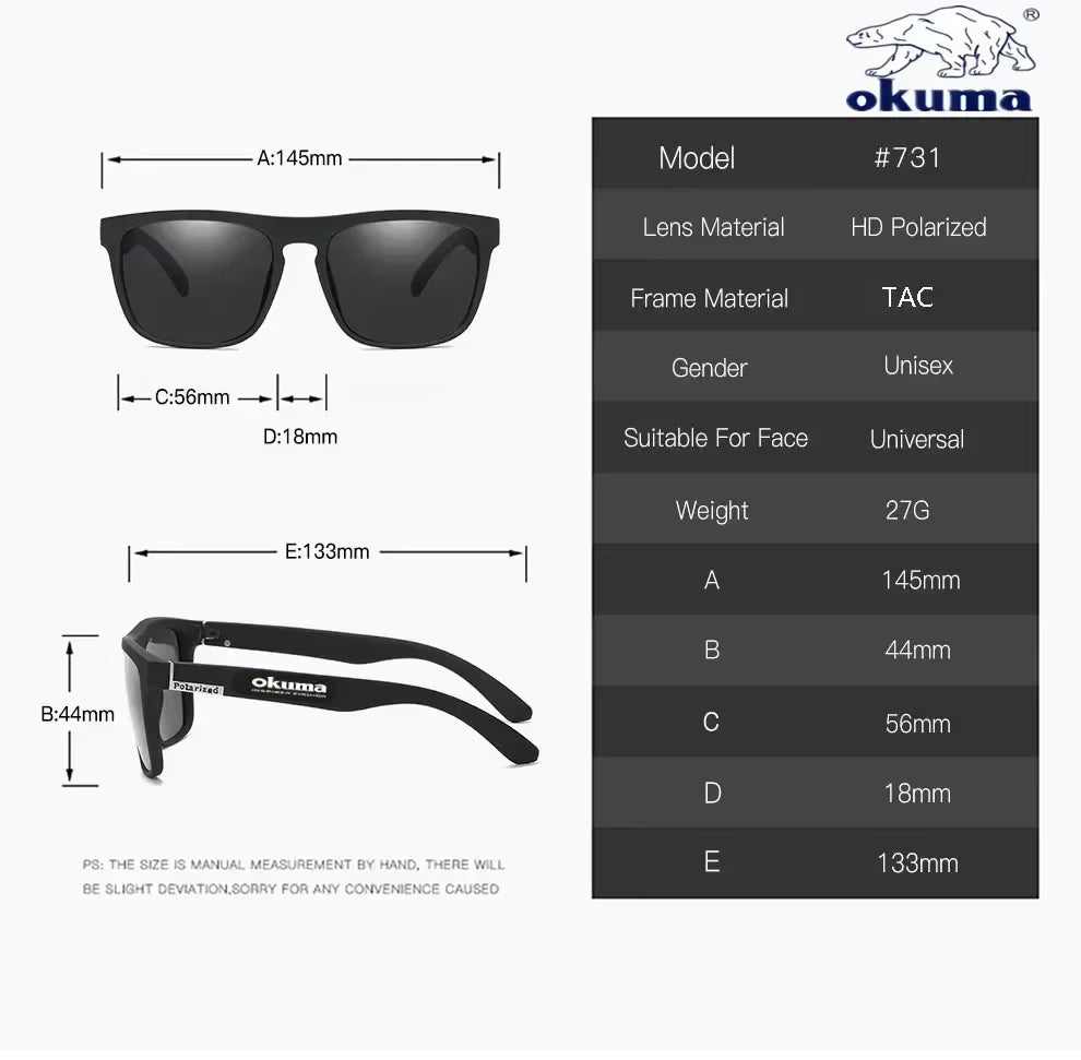 Okuma Polarized Sunglasses UV400 for Men and Women Outdoor Hunting, Fishing, Driving Bicycles, Sunglasses